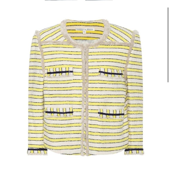 Veronica Beard Talie Striped Off White Tweed Blazer - Picture 4 of 11